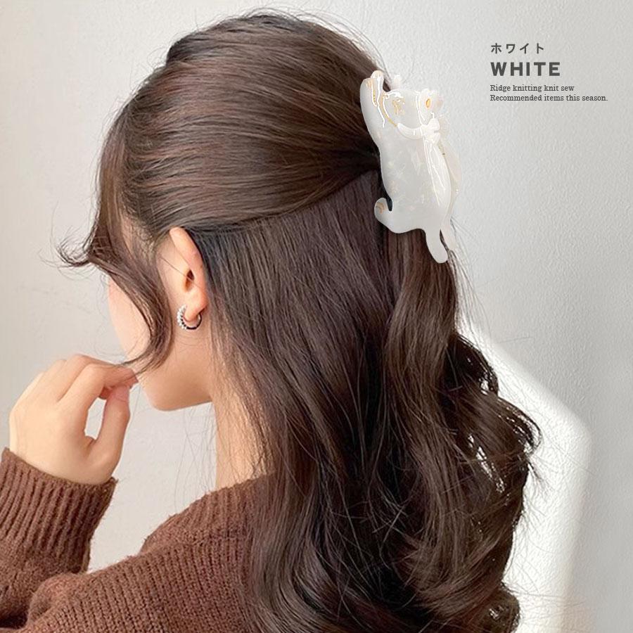 猫 ヘアクリップ バンスクリップ ネコ ねこ のび 伸び 姿 モチーフ