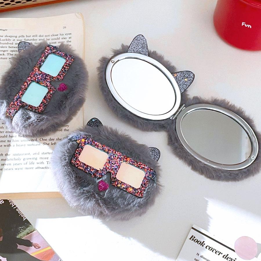 コアラ 猫 手鏡 コンパクトミラー 鏡 拡大鏡 二面鏡 持ち歩き メイク