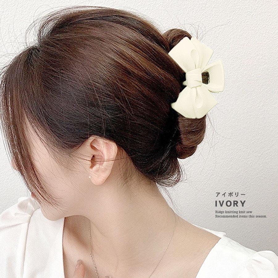 リボン バンスクリップ 大きめ レディース ヘアアクセサリー ヘア