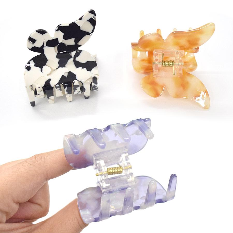 ヘアクリップ バタフライ ハーフアップ ミニ 小さめ バンスクリップ 蝶