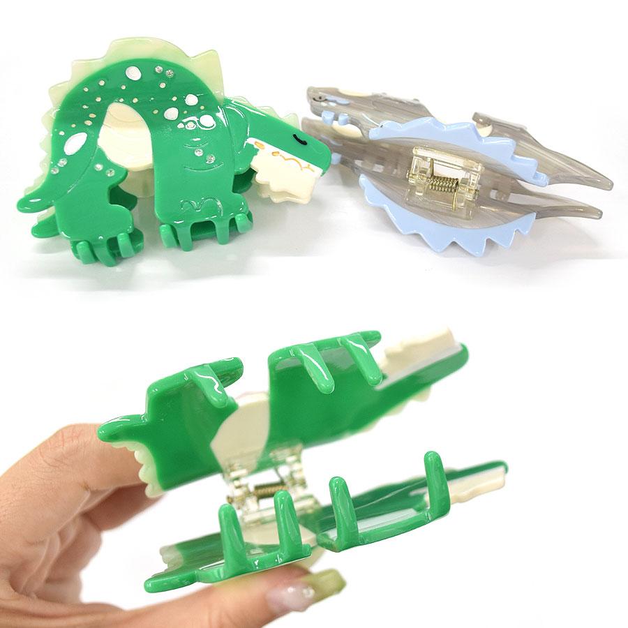 ヘアクリップ 恐竜 ダイナソー 動物 ハーフアップ レディース ヘア