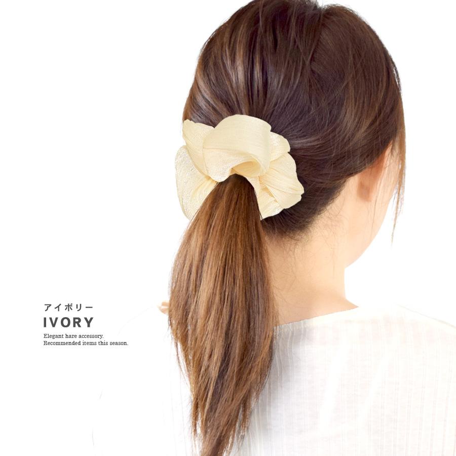 シュシュ ヘアゴム レディース ヘアアクセサリー アクセサリー 光沢 