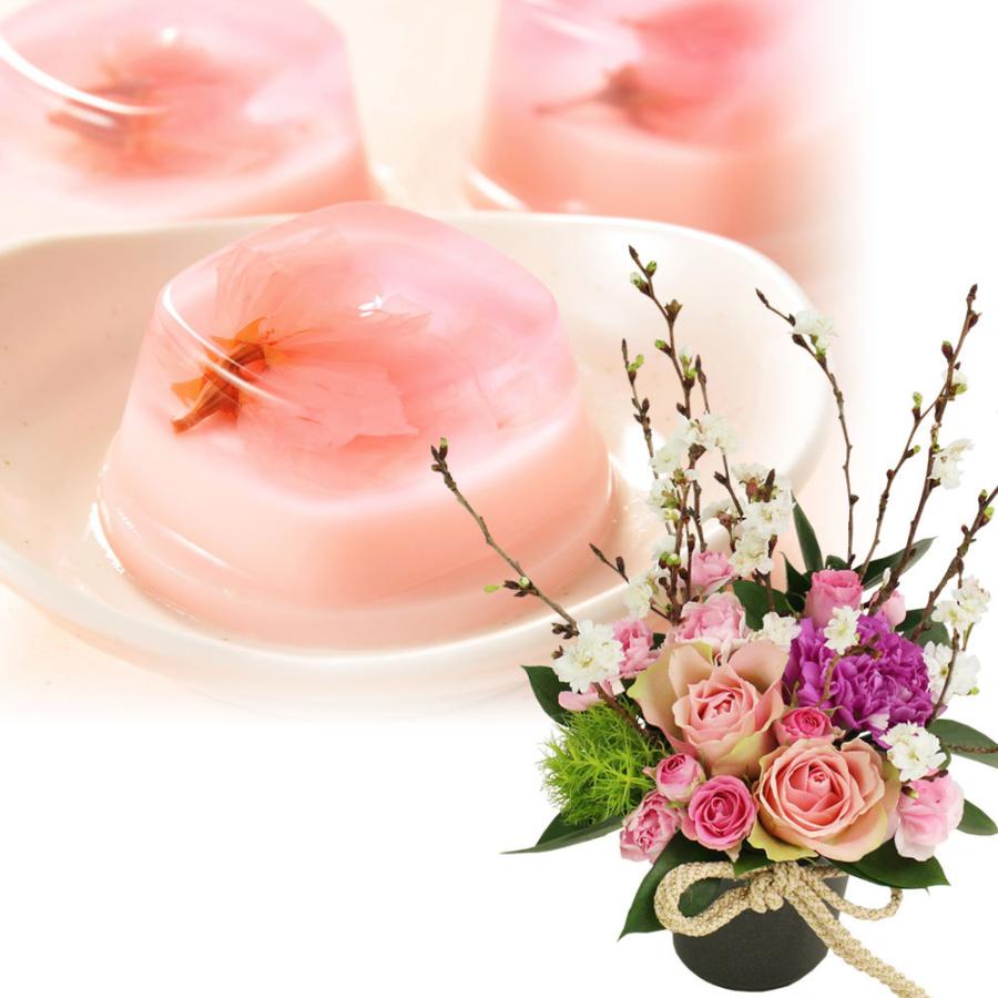 花とお菓子 ギフトセット つるや製菓 都留屋 桜プリン フラワーギフト お菓子 プレゼント フラワーアレンジメント お届け日 22 3 8