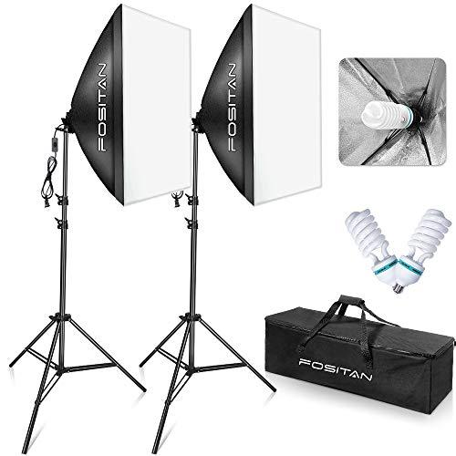 FOSITAN 省エネ版 　ソフトボックス 50*70cm 写真撮影照明キット 純白CFL電球*2 　撮影用照明 撮影用ライト  2ｍ三脚付きの写真撮影セット 照明 撮影用スタジオ :wss-958xFzpFACnh:ea.s.tヤフー店 - 通販 - Yahoo!ショッピング