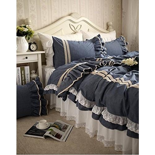 海の宝石 綿100 刺繍模様 ラッフルフリル 掛け布団カバー ベージュのレース ベッドカバーセット 掛けカ Yur Ea S Tヤフー店 通販 Yahoo ショッピング