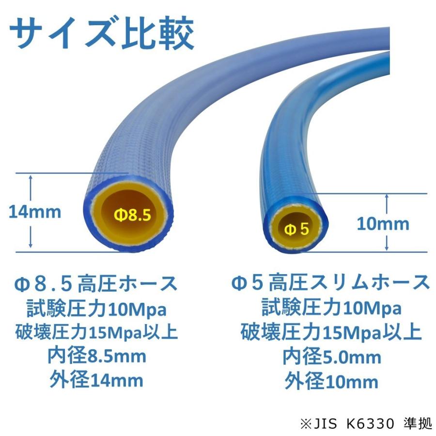 高圧 ホース 6m 軽量 Φ5 スリムホース 5.0Mpa 内径5mm 外径10mm 特注