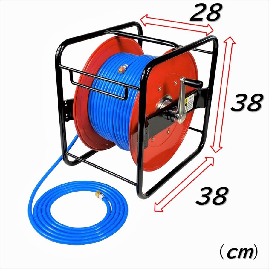 高圧 ホース 30m スカイブルー 巻取機セット 軽量 Φ5 高圧 しなやか スリムホース 試験圧力10Mpa ねじ G1/4 日本製｜eakonsenjo-pro-p｜06