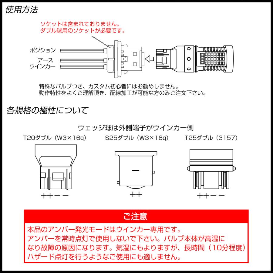 LED ウインカー ポジション バルブ T20 S25 T25 3157 ダブル球