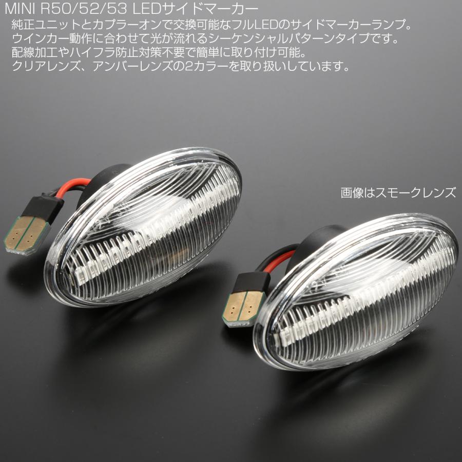 LED サイドマーカー シーケンシャル ウインカー BMW MINI R50 R53 R52 ミニ ワン クーパー クーパーS コンバーチブル クリアレンズ F-553 | BMW | 02