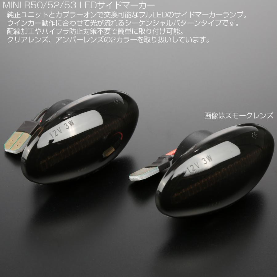 LED サイドマーカー シーケンシャル ウインカー BMW MINI R50 R53 R52 ミニ ワン クーパー クーパーS コンバーチブル スモークレンズ F-554 | BMW | 02