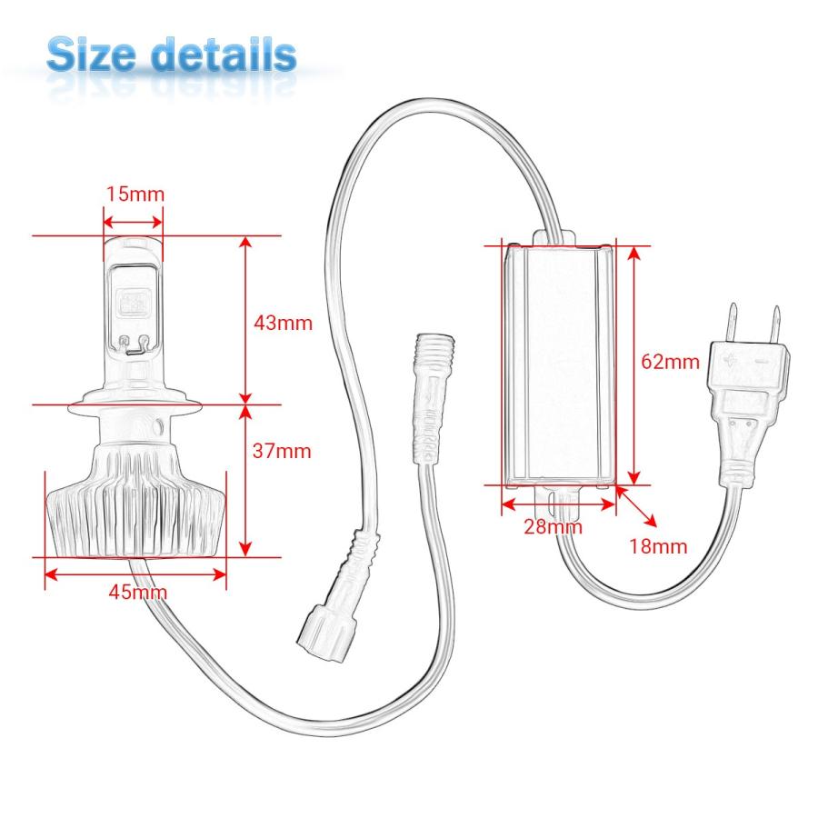 バイク用 COB LED ヘッドライト H7 レモンイエロー発光 3000K 12V LED