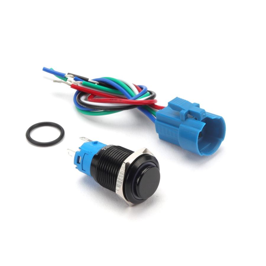 プッシュスイッチ ブラック 18mm オルタネイト式 LEDリング付き 5色