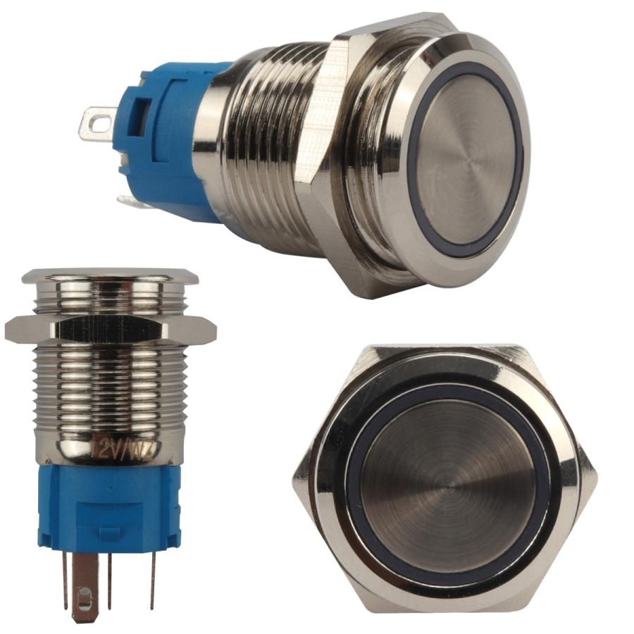 プッシュスイッチ 18mm モーメンタリ式 LEDリング付き 5色 ポチガー