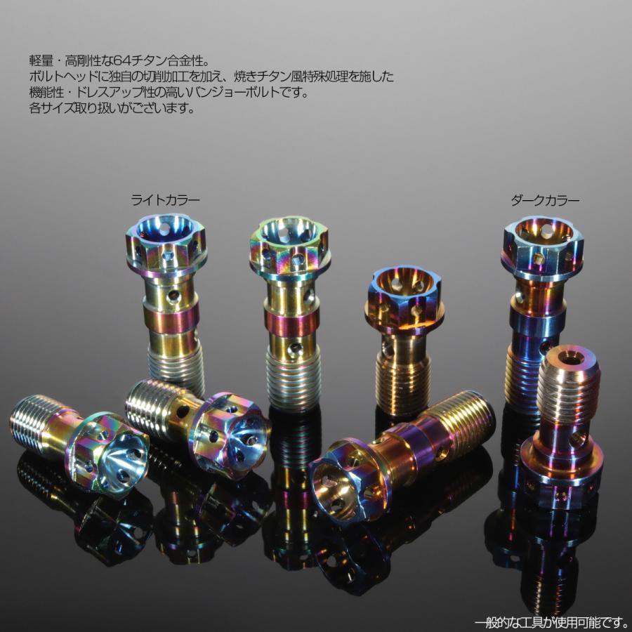バンジョーボルト M10 チタン P1.00 ブレーキライン スズキ車に 2本ホース用 ダーク 焼きチタン風 JA017 | スズキ | 03