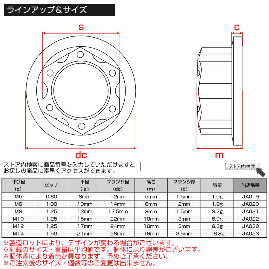 チタンナット M6 P1.0 フランジ付き 六角ナット 焼チタン風 虹色 カッティングヘッド  JA020 | ブランド登録なし | 03