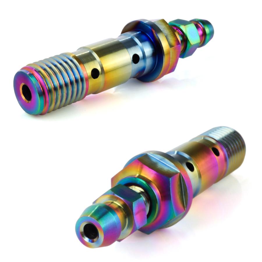 バンジョーボルト M10 P1.25 ダブル エアブリード ニップル付 ライトカラー 焼きチタン風 JA027 | ブランド登録なし | 02