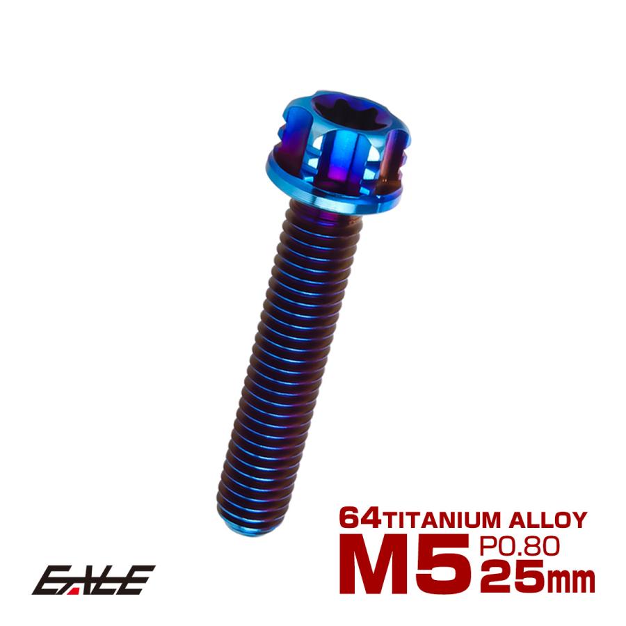 チタンボルト M5×25mm P0.80 六角ボルト T型トルクス穴 フランジ付き 焼きチタン風 デザイン JA1006 | ブランド登録なし