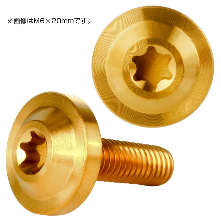チタンボルト M4×15mm P0.7 ボタンボルト トルクスヘッド フランジ付 カスタムボルト ゴールド JA1014 | ブランド登録なし | 02
