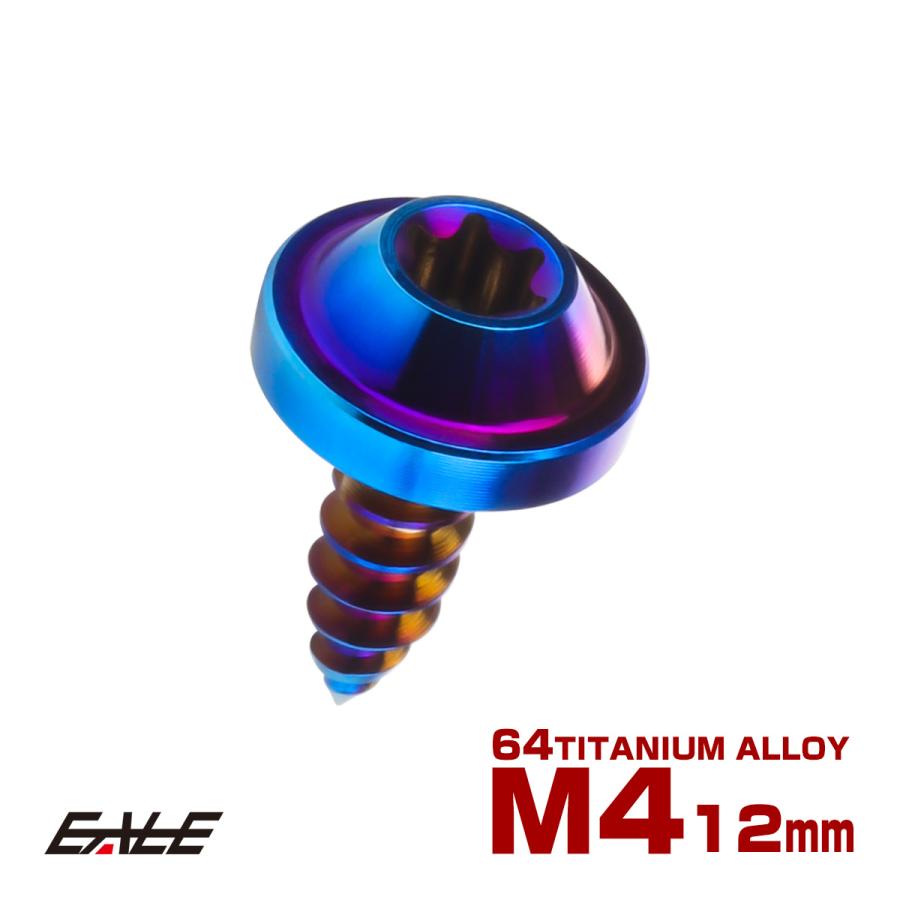 タッピングネジ M4×12mm チタン トルクス穴 フランジ付き ビス 焼き
