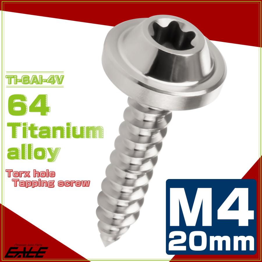 タッピングネジ M4×20mm チタン トルクス穴 フランジ付き ビス