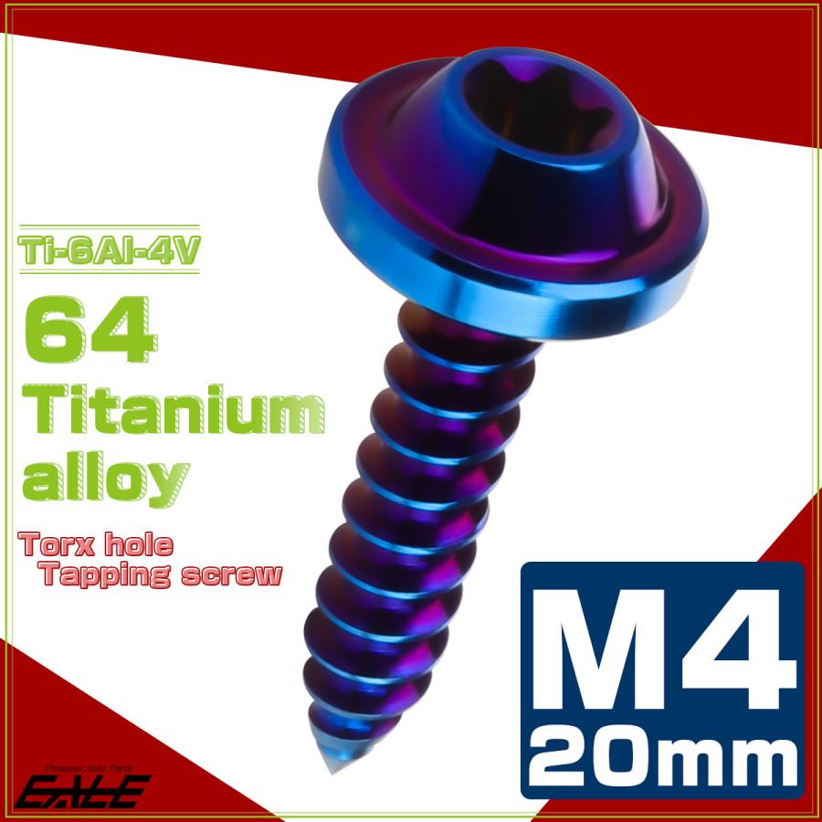 タッピングネジ M4×20mm チタン トルクス穴 フランジ付き ビス