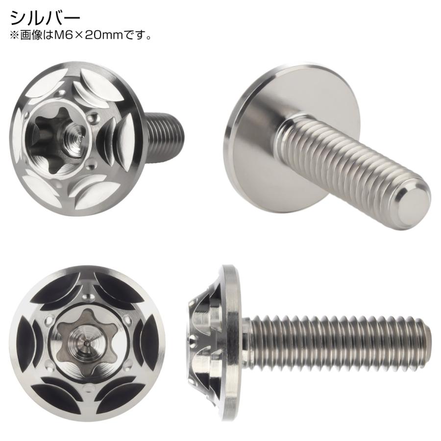 チタンボルト M6×20mm P1.0 ボタンボルト フランジ付き トルクス穴 シルバー JA1037 | ブランド登録なし | 02