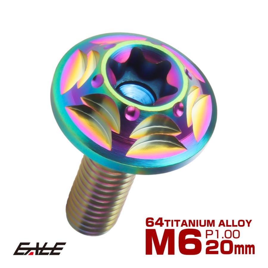 チタンボルト M6×20mm P1.0 ボタンボルト フランジ付き トルクス穴 レインボー JA1040 | ブランド登録なし