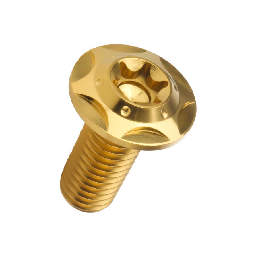 チタンボルト M8×20mm P1.25 ボタンボルト フランジ付き トルクス穴 ゴールド スターホール JA1045 | ブランド登録なし | 04