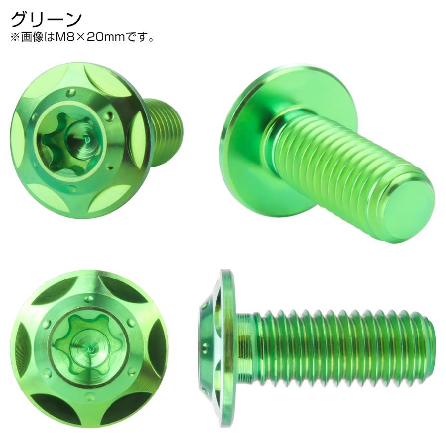 チタンボルト M8×25mm P1.25 ボタンボルト フランジ付き トルクス穴 グリーン スターホール JA1048 | ブランド登録なし | 01