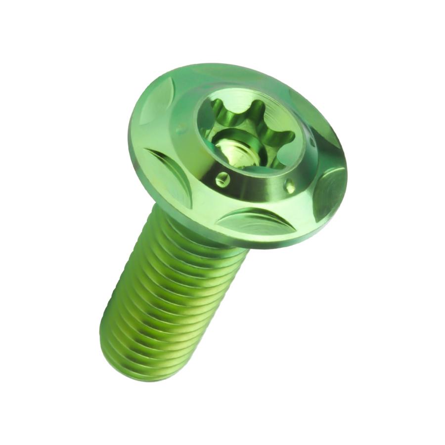 チタンボルト M8×25mm P1.25 ボタンボルト フランジ付き トルクス穴 グリーン スターホール JA1048 | ブランド登録なし | 04