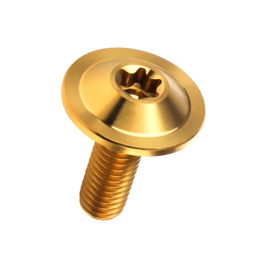 チタンボルト M5×15mm P0.8 円筒部直径8mm 段付きフランジボルト トルクス穴 ゴールド JA1053 | ブランド登録なし | 04