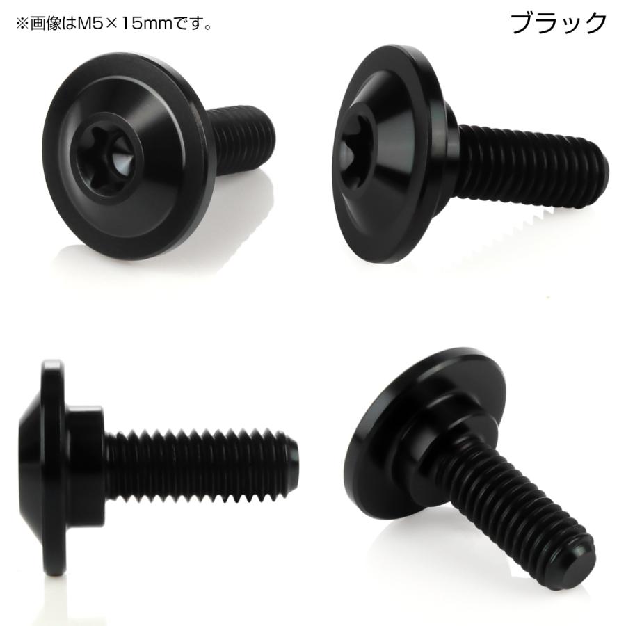 チタンボルト M5×15mm P0.8 円筒部直径8mm 段付きフランジボルト トルクス穴 ブラック JA1056 | ブランド登録なし | 01