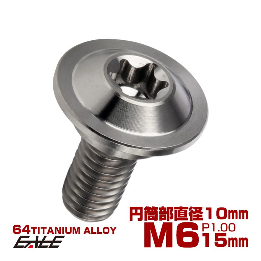 触媒 円筒形 フランジ付き チタン 段付きボルト M6×15mm P1.0 円筒部直径10mm トルクス穴 段付き
