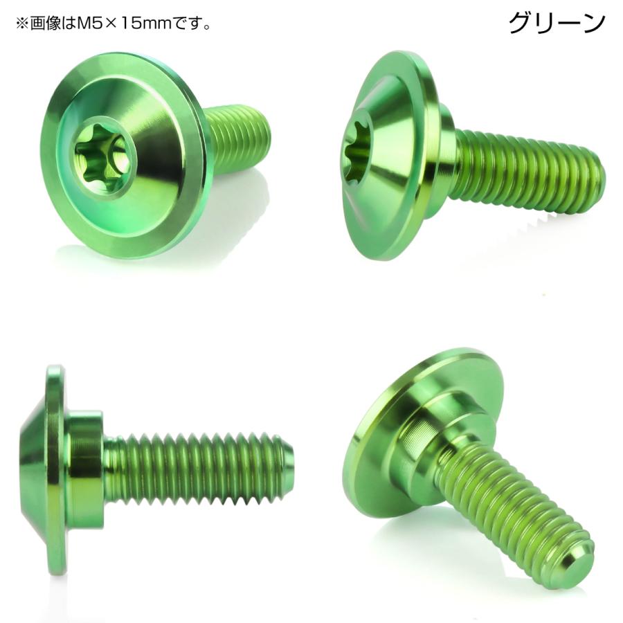 チタンボルト M6×15mm P1.0 円筒部直径10mm 段付きフランジボルト トルクス穴 グリーン JA1058 | ブランド登録なし | 01