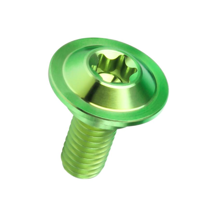 チタンボルト M6×15mm P1.0 円筒部直径10mm 段付きフランジボルト トルクス穴 グリーン JA1058 | ブランド登録なし | 04