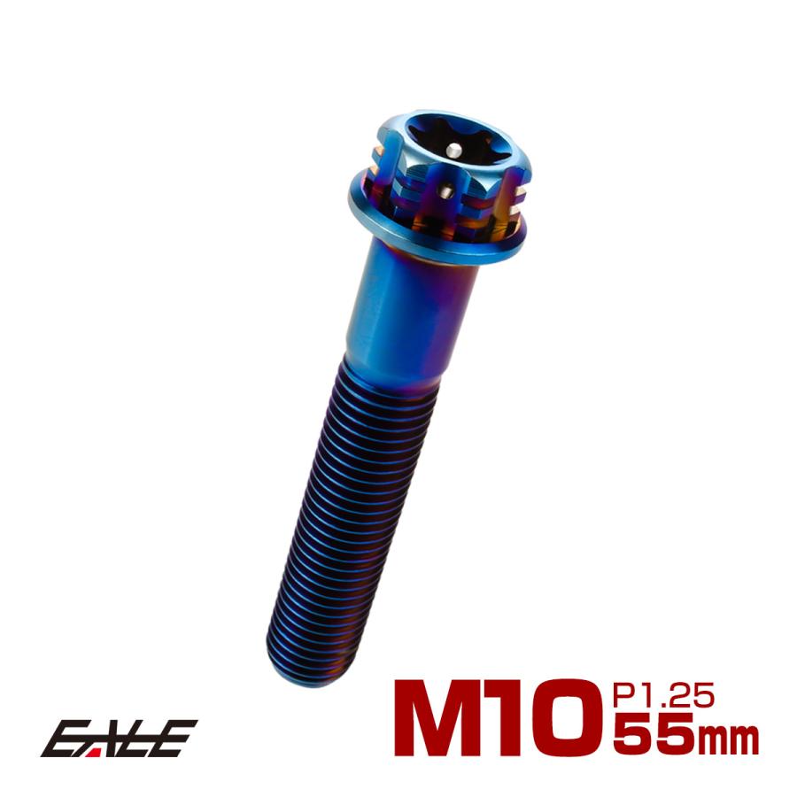 チタンボルト M10×55mm P1.25 六角ボルト フランジ付き トルクス穴 焼きチタン風 デザイン JA1076 | ブランド登録なし