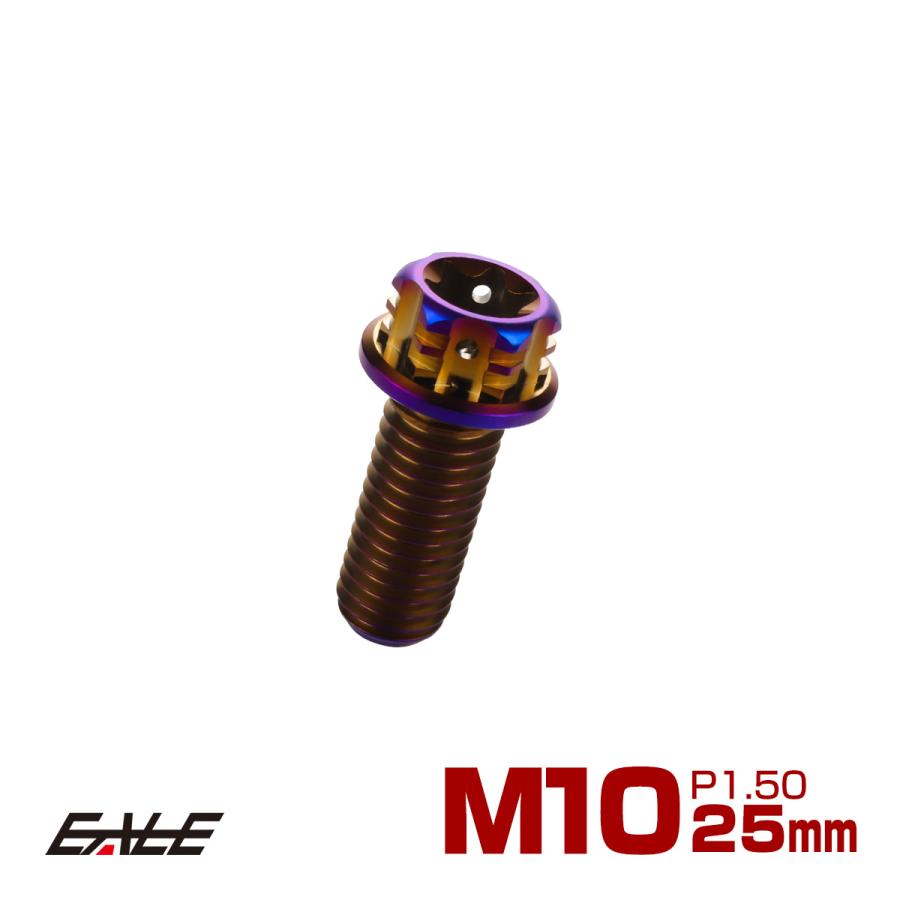 チタンボルト M10×25mm P1.5 六角ボルト フランジ付き トルクス穴 焼きチタン風 デザイン JA1079 | ブランド登録なし