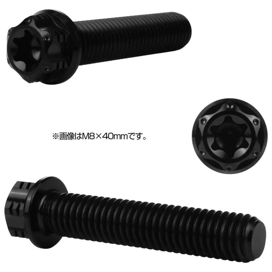 チタンボルト M8×45mm P1.25 六角ボルト トルクス穴 フランジ付き ブラック  ホール JA1189 | ブランド登録なし | 02