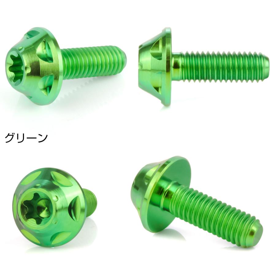 チタンボルト M5×15mm P0.8 ボタンボルト トルクス穴 グリーン スターホール JA1219 | ブランド登録なし | 01