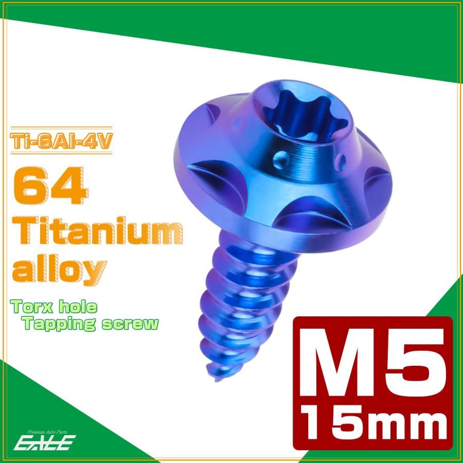 タッピングネジ M5×15mm チタン トルクス穴 ビス ブルー スターホール