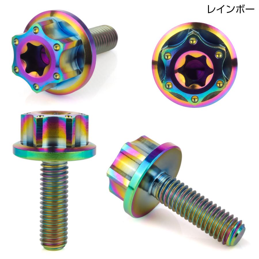 チタンボルト M6×20mm P1.0 六角ボルト ワイドフランジ トルクス穴 ライトカラー レインボー ホール JA1236 | ブランド登録なし | 01