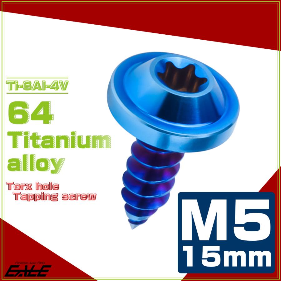 タッピングネジ M5×15mm チタン トルクス穴 フランジ付き ビス ダーク