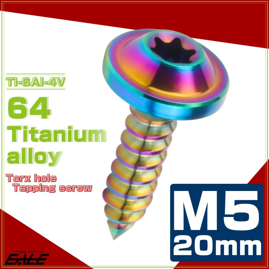 タッピングネジ M5×20mm チタン トルクス穴 フランジ付き ビス ライト
