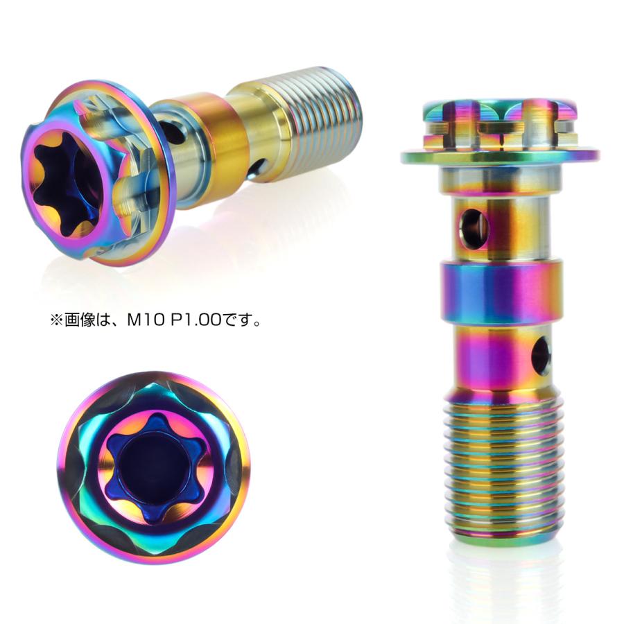 64チタン製 バンジョーボルト ブレーキライン M10 P1.25 トルクス穴 ダブル デザインボルト レインボー 虹色 JA1298 | ブランド登録なし | 02