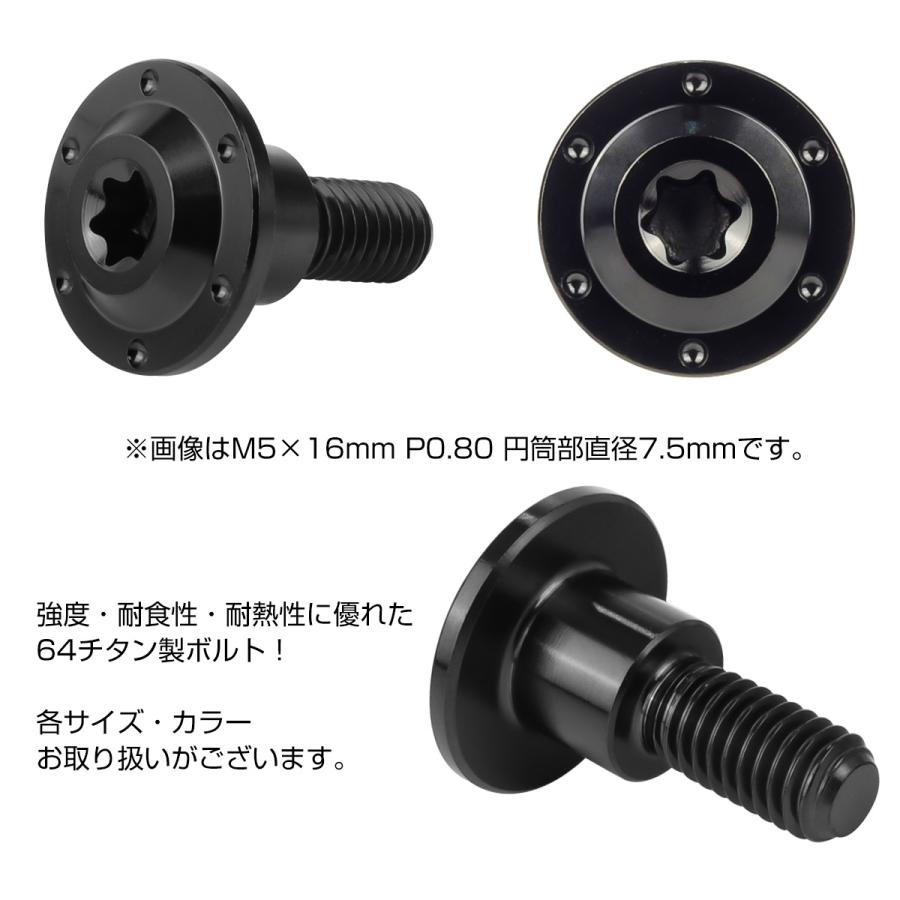 チタンボルト M5×18mm P0.8 フランジボルト 段付き 円筒部直径7.5mm トルクス穴 ブラック JA1364｜eale｜02