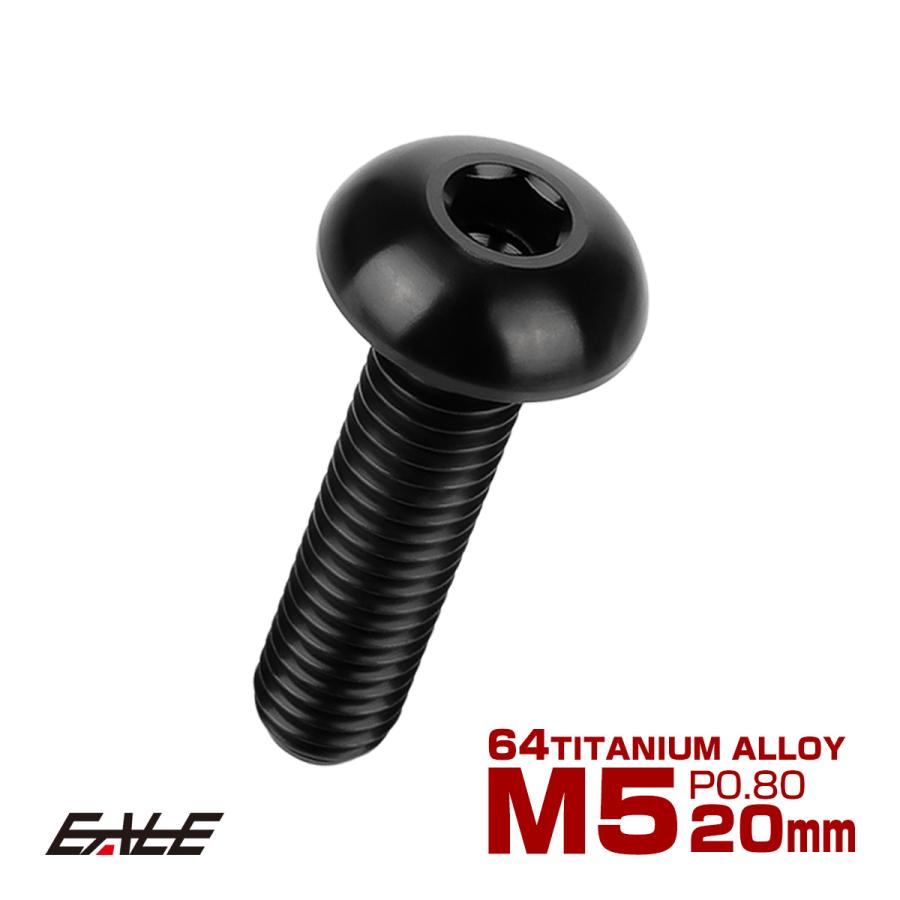 チタンボルト M5×20mm P0.8 ボタンボルト 六角穴 ブラック JA1379 | ブランド登録なし