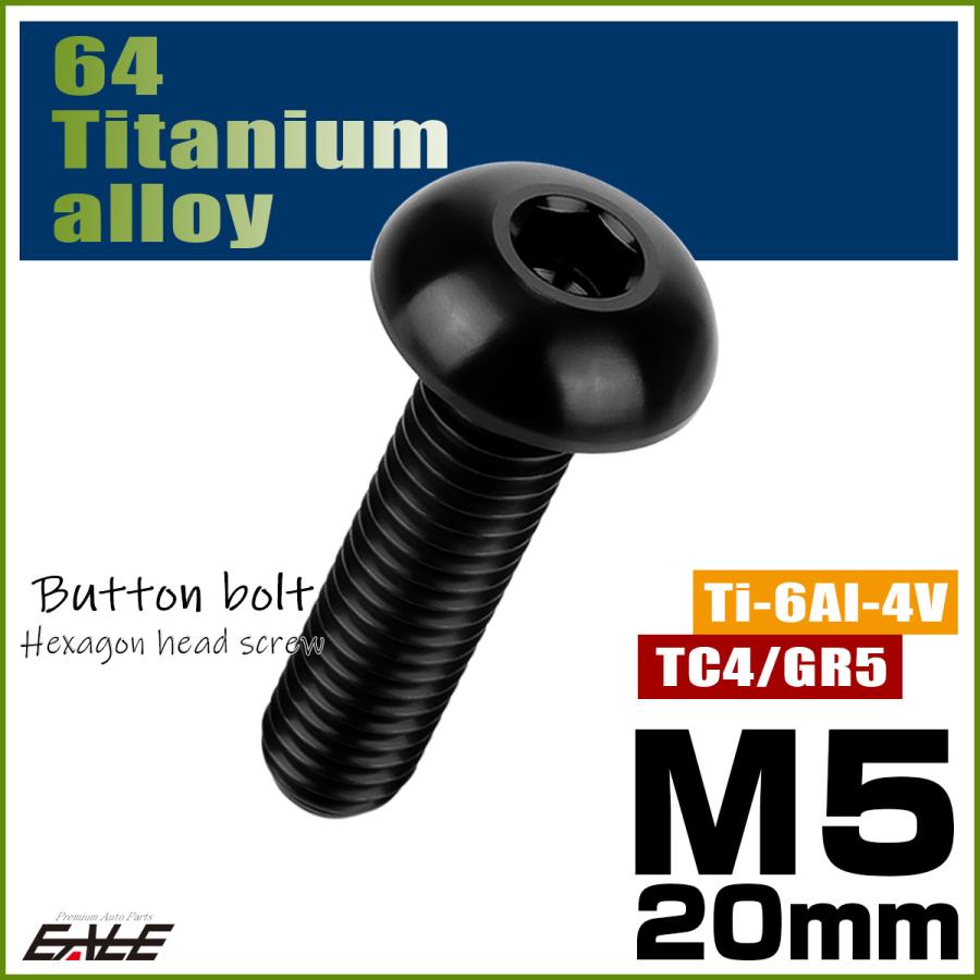 チタンボルト M5×20mm P0.8 ボタンボルト 六角穴 ブラック JA1379 | ブランド登録なし | 01