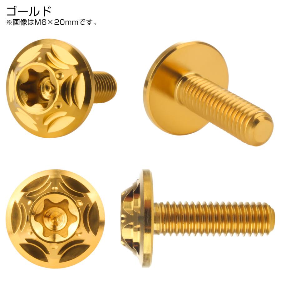 チタンボルト M6×25mm P1.0 ボタンボルト フランジ付き トルクス穴 ゴールド JA1384 | ブランド登録なし | 02