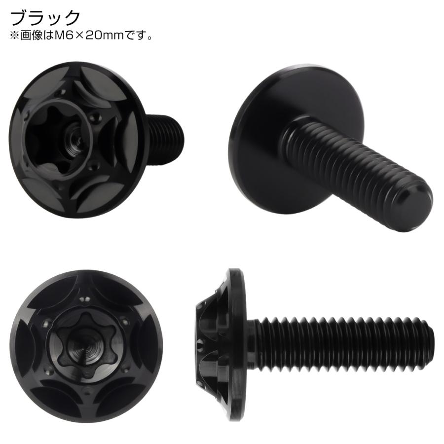 チタンボルト M6×25mm P1.0 ボタンボルト フランジ付き トルクス穴 ブラック JA1387 | ブランド登録なし | 02