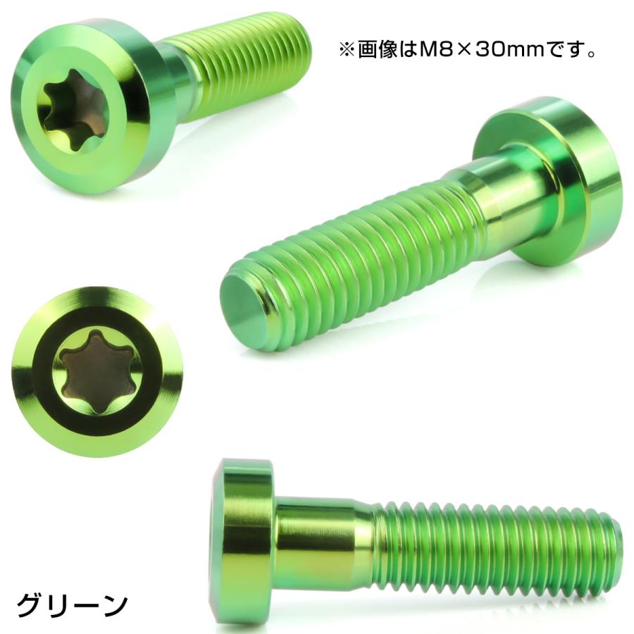 チタンボルト M8×20mm P1.25 トルクス穴 キャップボルト ローヘッドボルト グリーン JA1405 | ブランド登録なし | 02